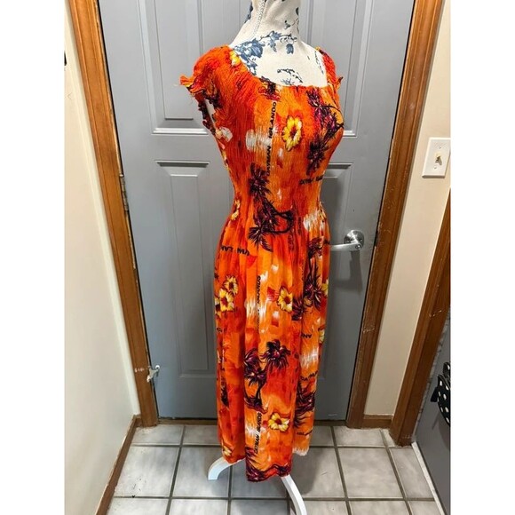 Dresses & Skirts - Orange tropical dress Cayman Islands